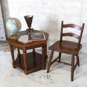 アンティーク ガラストップ サイドテーブル 六角形