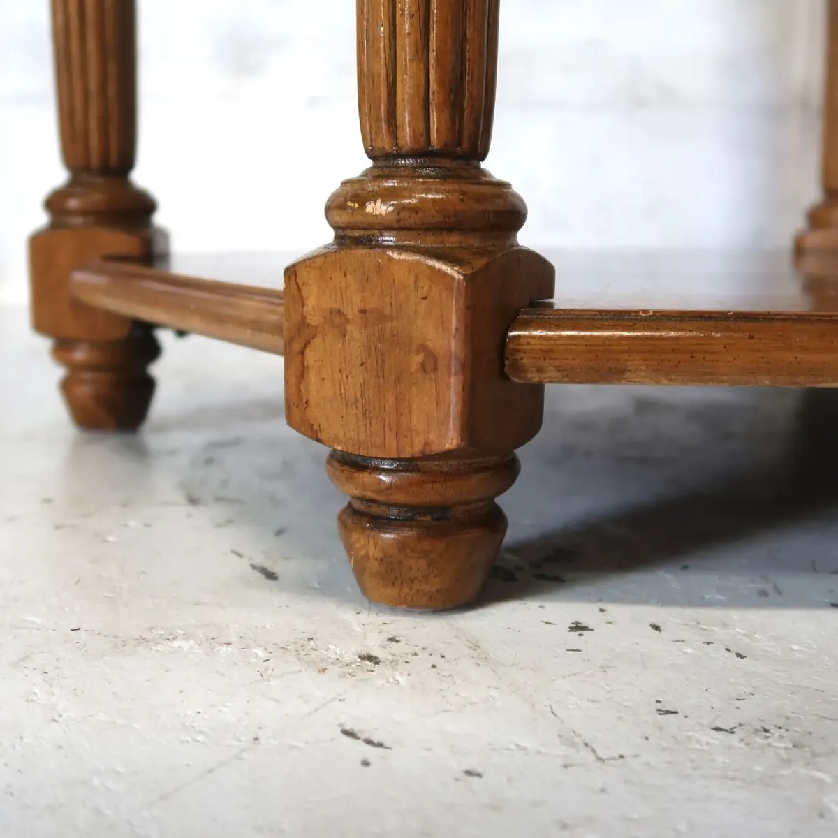 アンティーク ガラストップ サイドテーブル 六角形