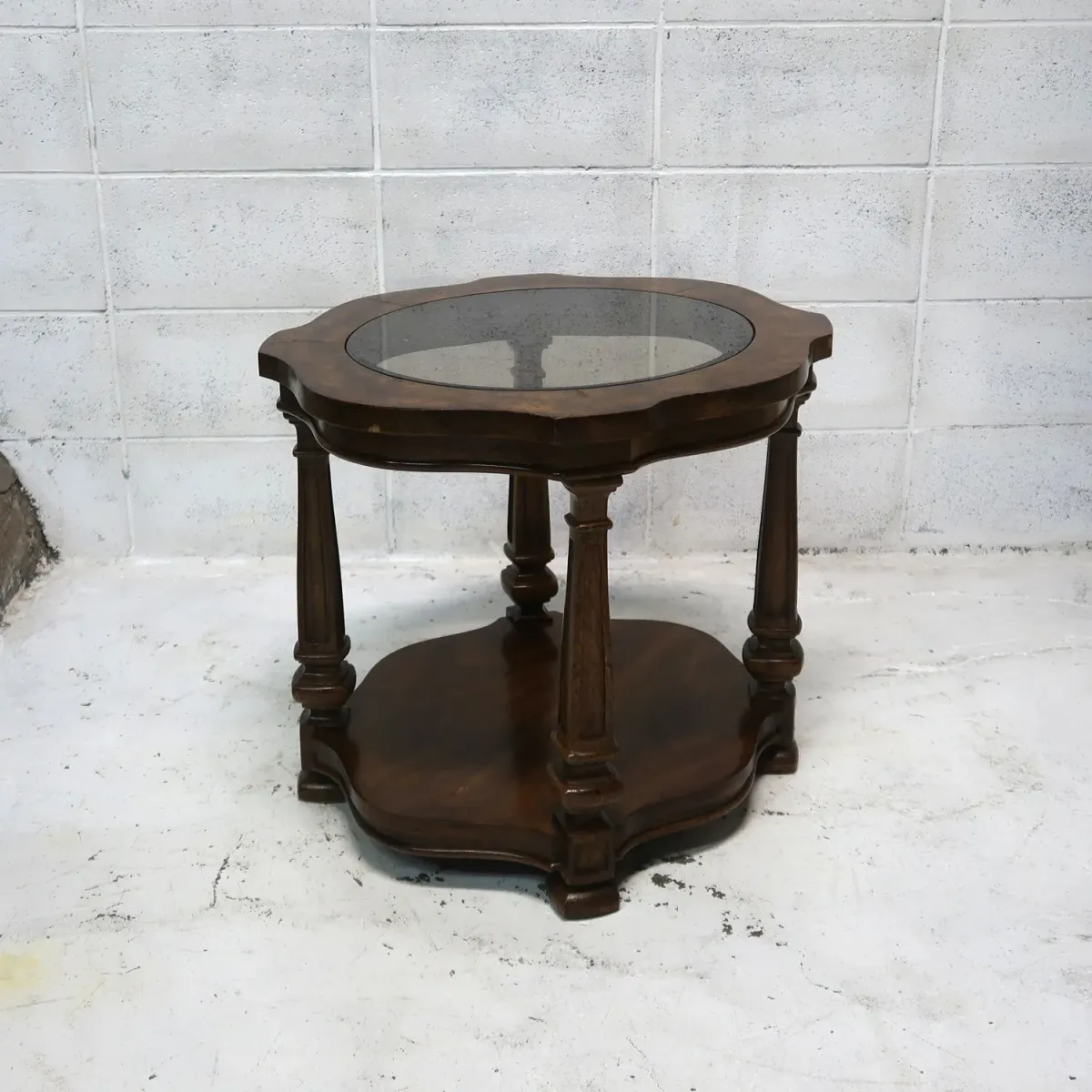 アンティーク ガラストップ サイドテーブル