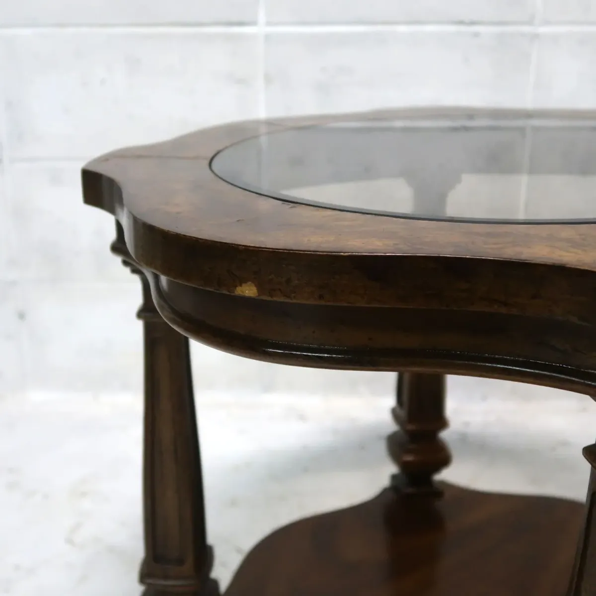 アンティーク ガラストップ サイドテーブル