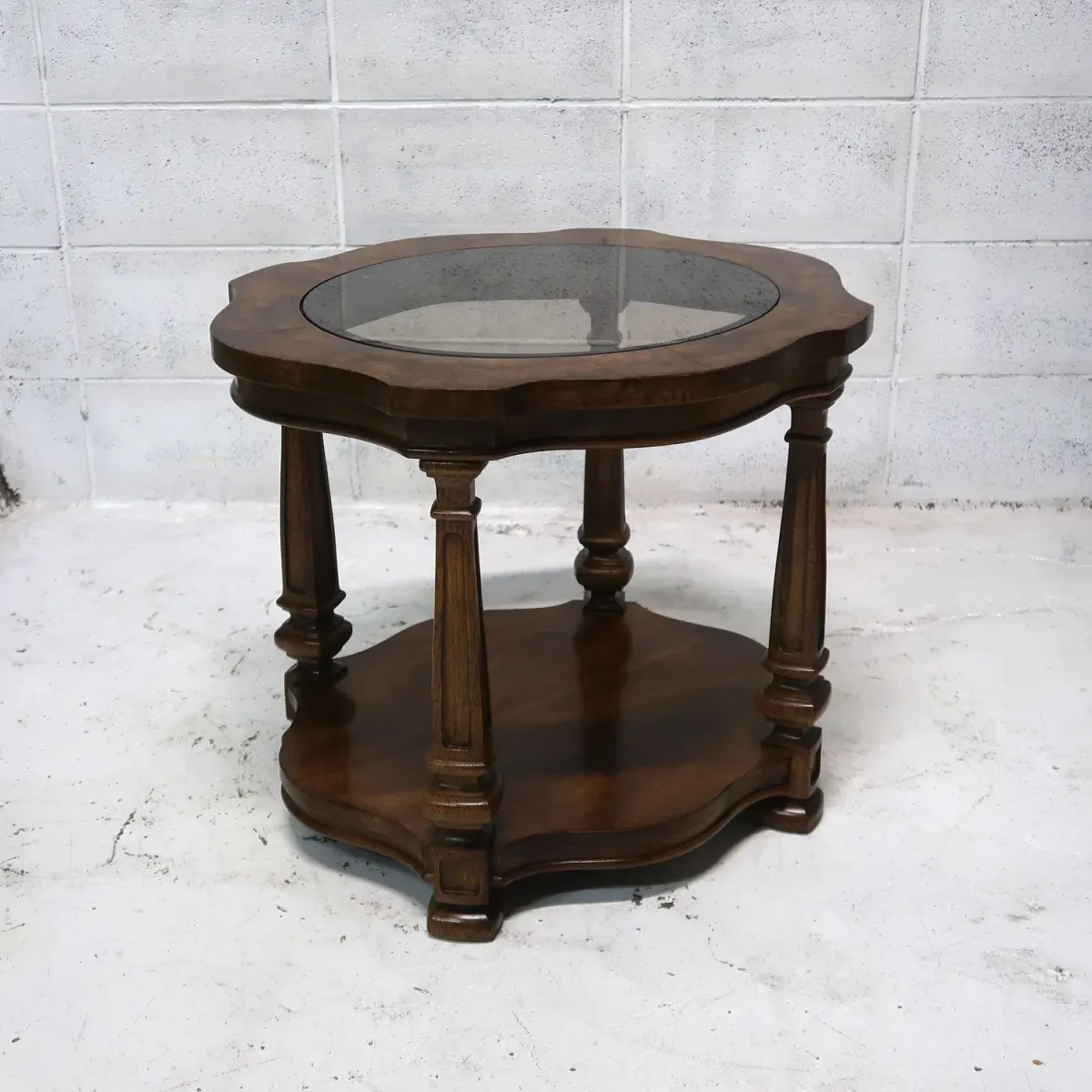 アンティーク ガラストップ サイドテーブル