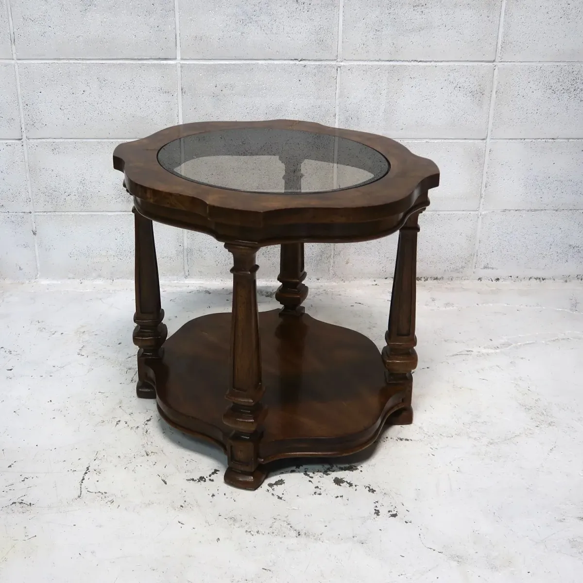 アンティーク ガラストップ サイドテーブル