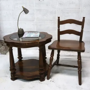 アンティーク ガラストップ サイドテーブル