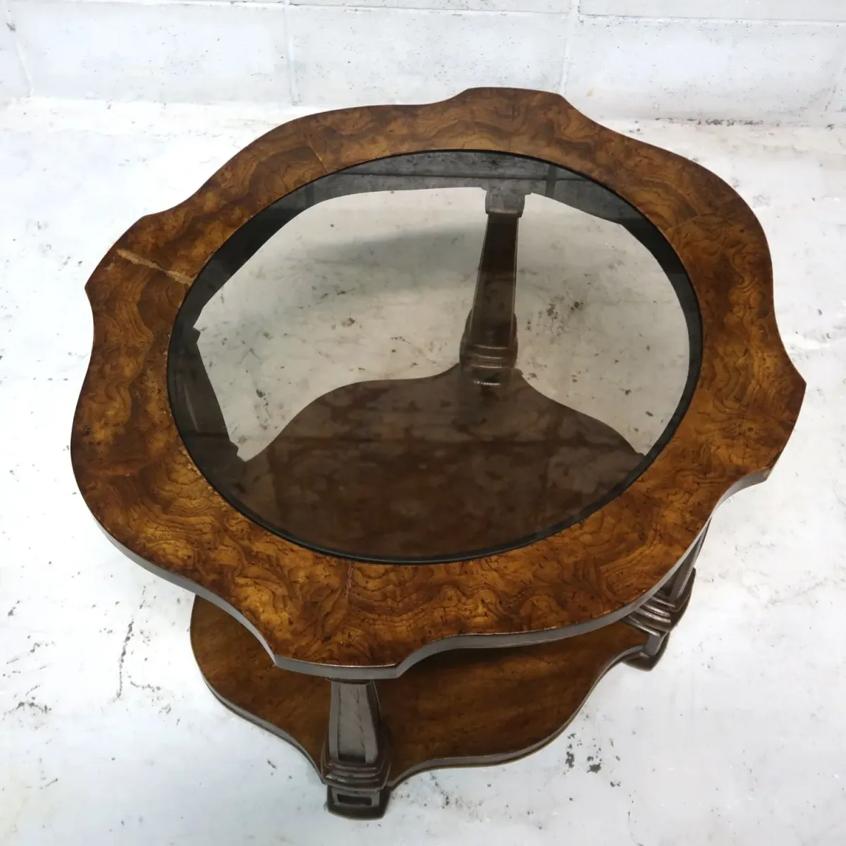 アンティーク ガラストップ サイドテーブル