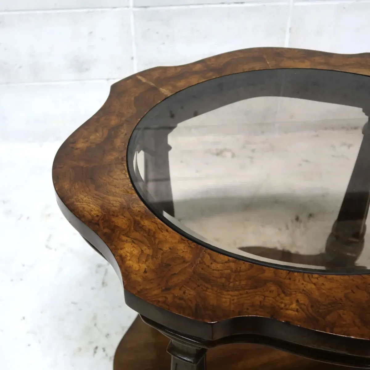 アンティーク ガラストップ サイドテーブル