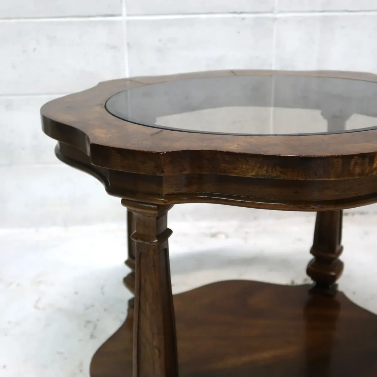 アンティーク ガラストップ サイドテーブル