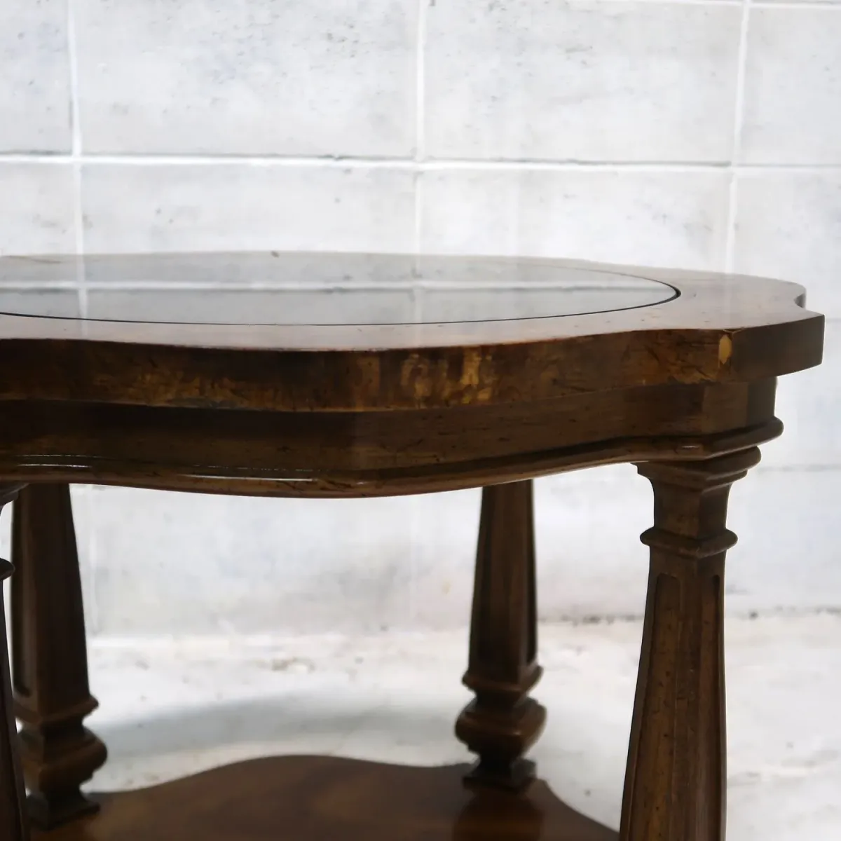 アンティーク ガラストップ サイドテーブル