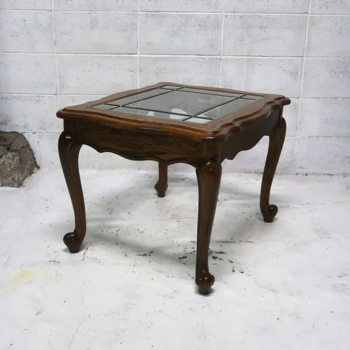 アンティーク ガラストップ サイドテーブル