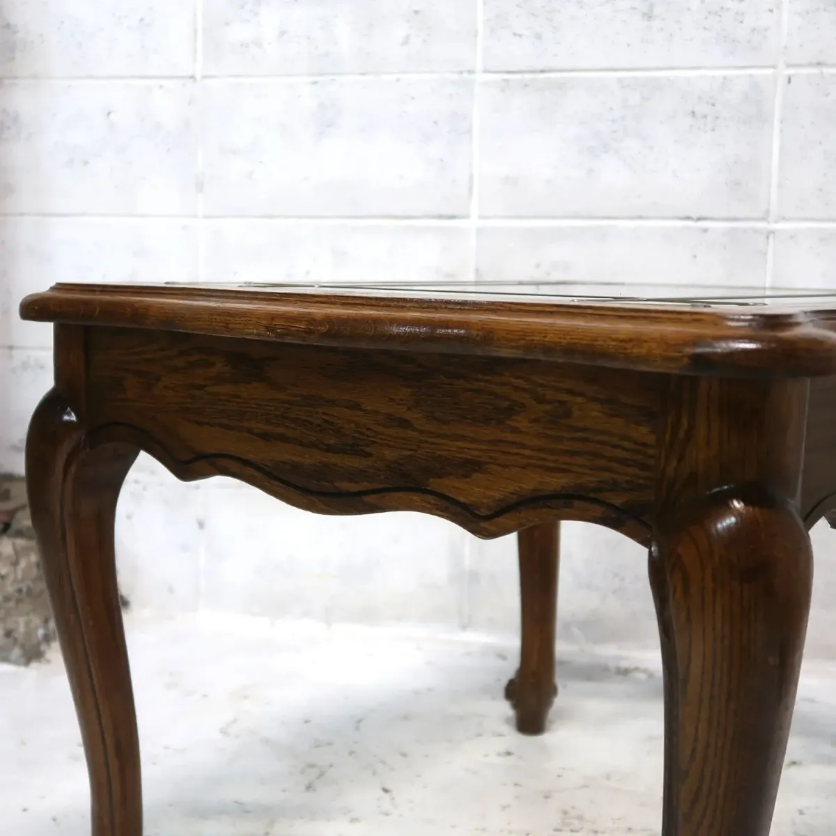 アンティーク ガラストップ サイドテーブル