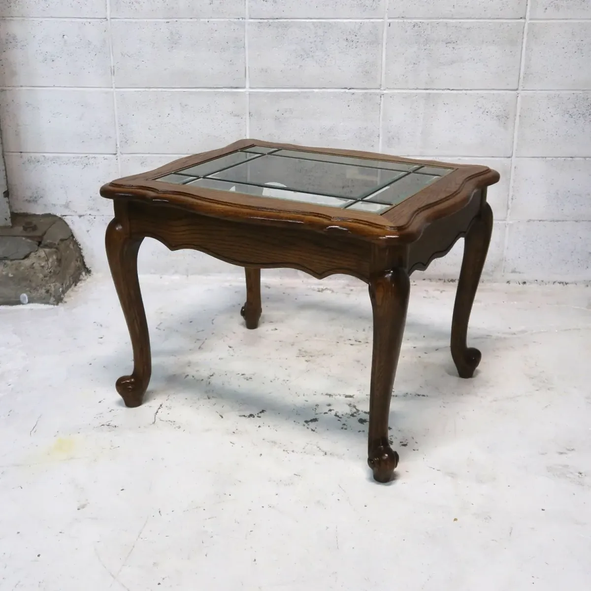 アンティーク ガラストップ サイドテーブル