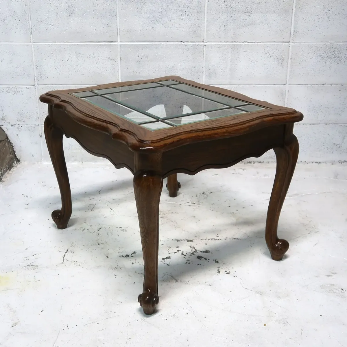 アンティーク ガラストップ サイドテーブル