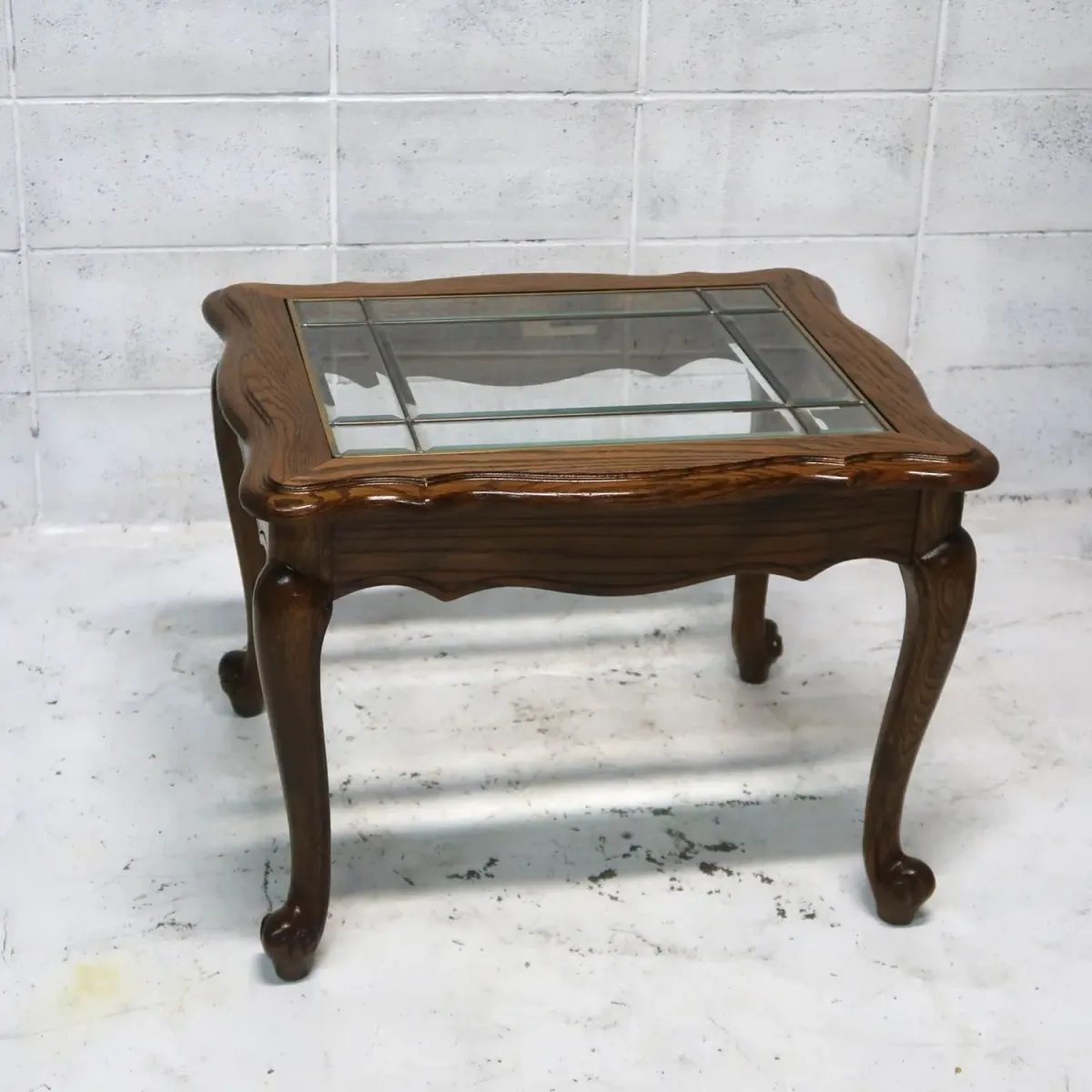アンティーク ガラストップ サイドテーブル