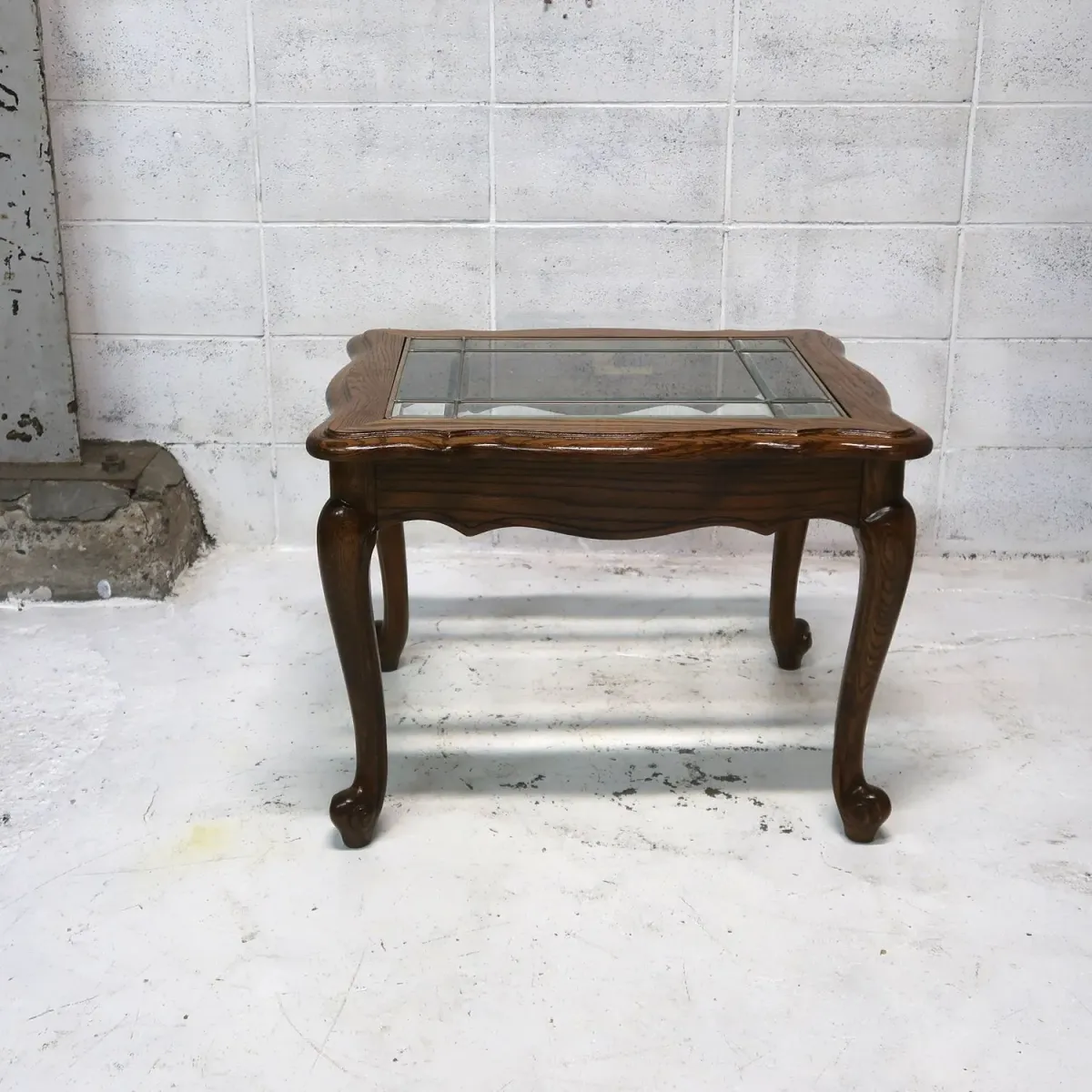 アンティーク ガラストップ サイドテーブル