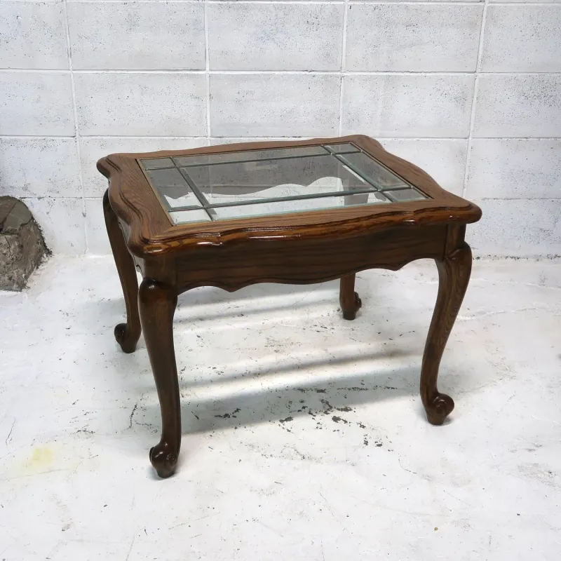 アンティーク ガラストップ サイドテーブル