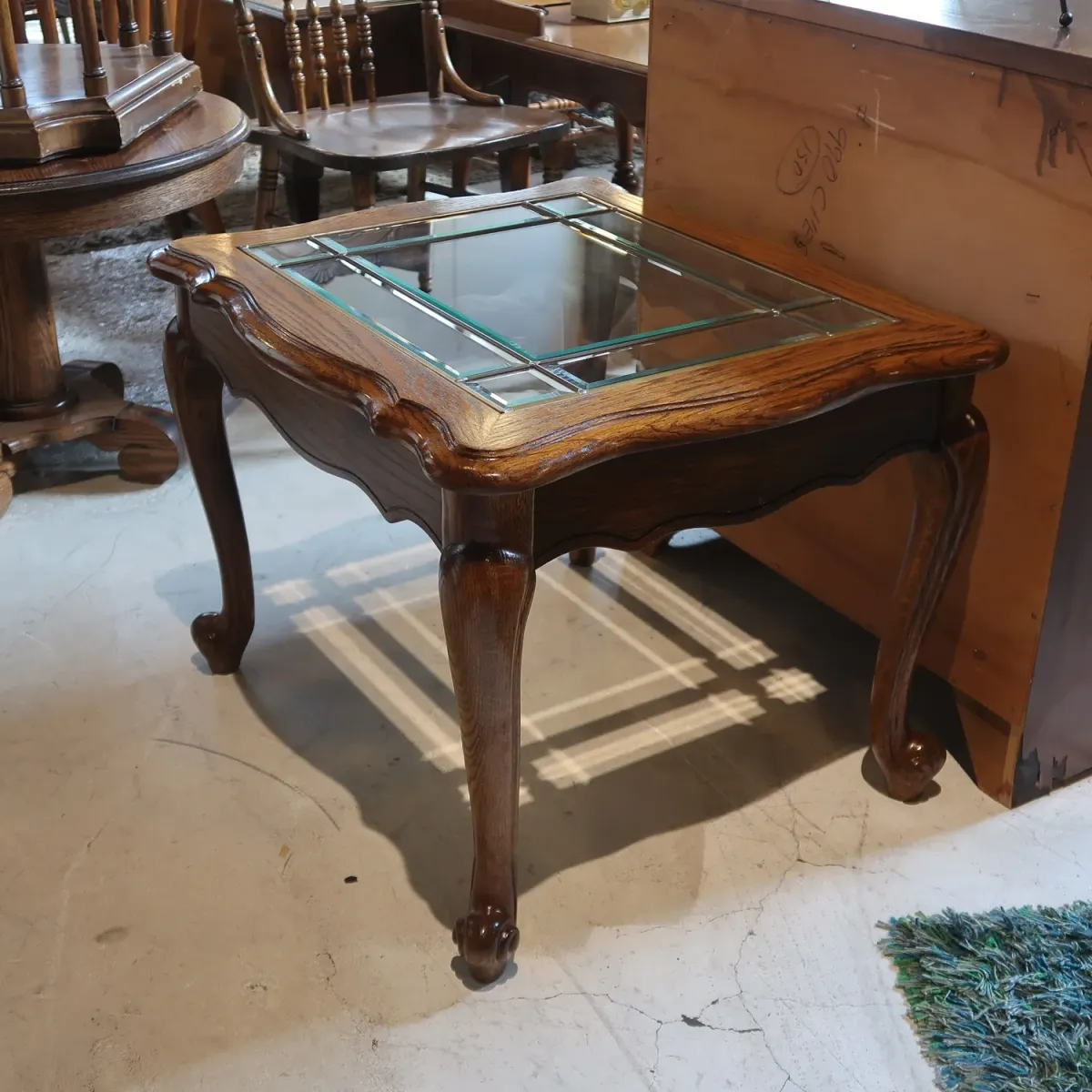 アンティーク ガラストップ サイドテーブル