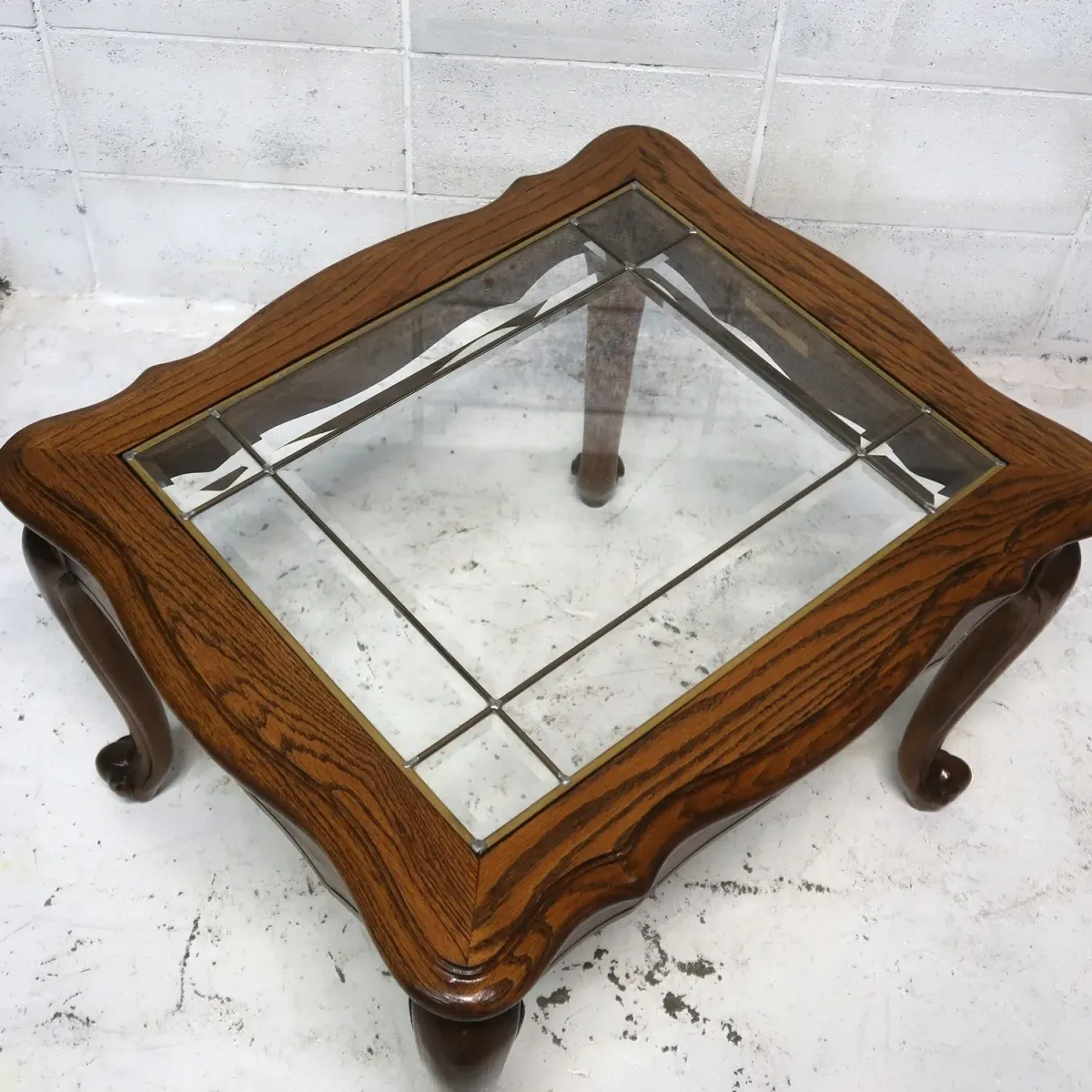 アンティーク ガラストップ サイドテーブル