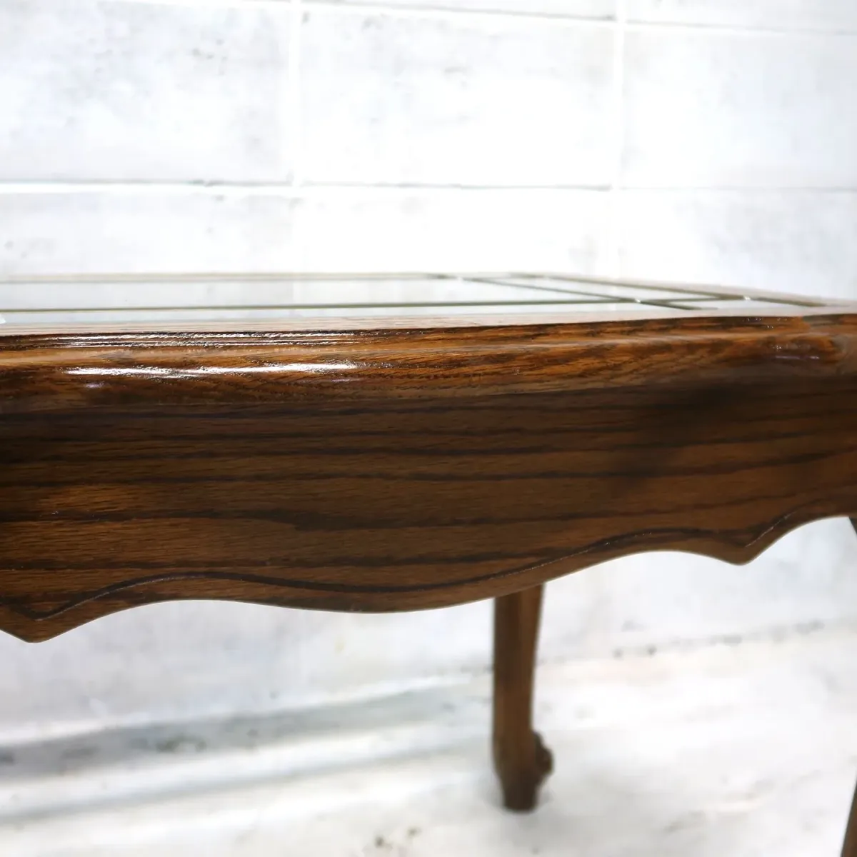 アンティーク ガラストップ サイドテーブル