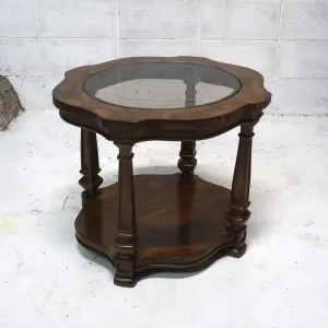 アンティーク ガラストップ サイドテーブル