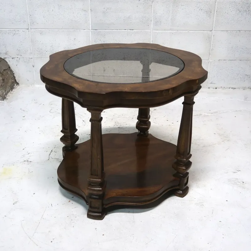 アンティーク ガラストップ サイドテーブル