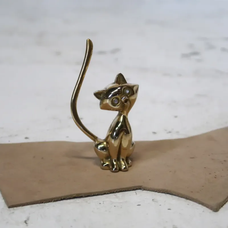 ビンテージ リングホルダー キャットモチーフ 真鍮