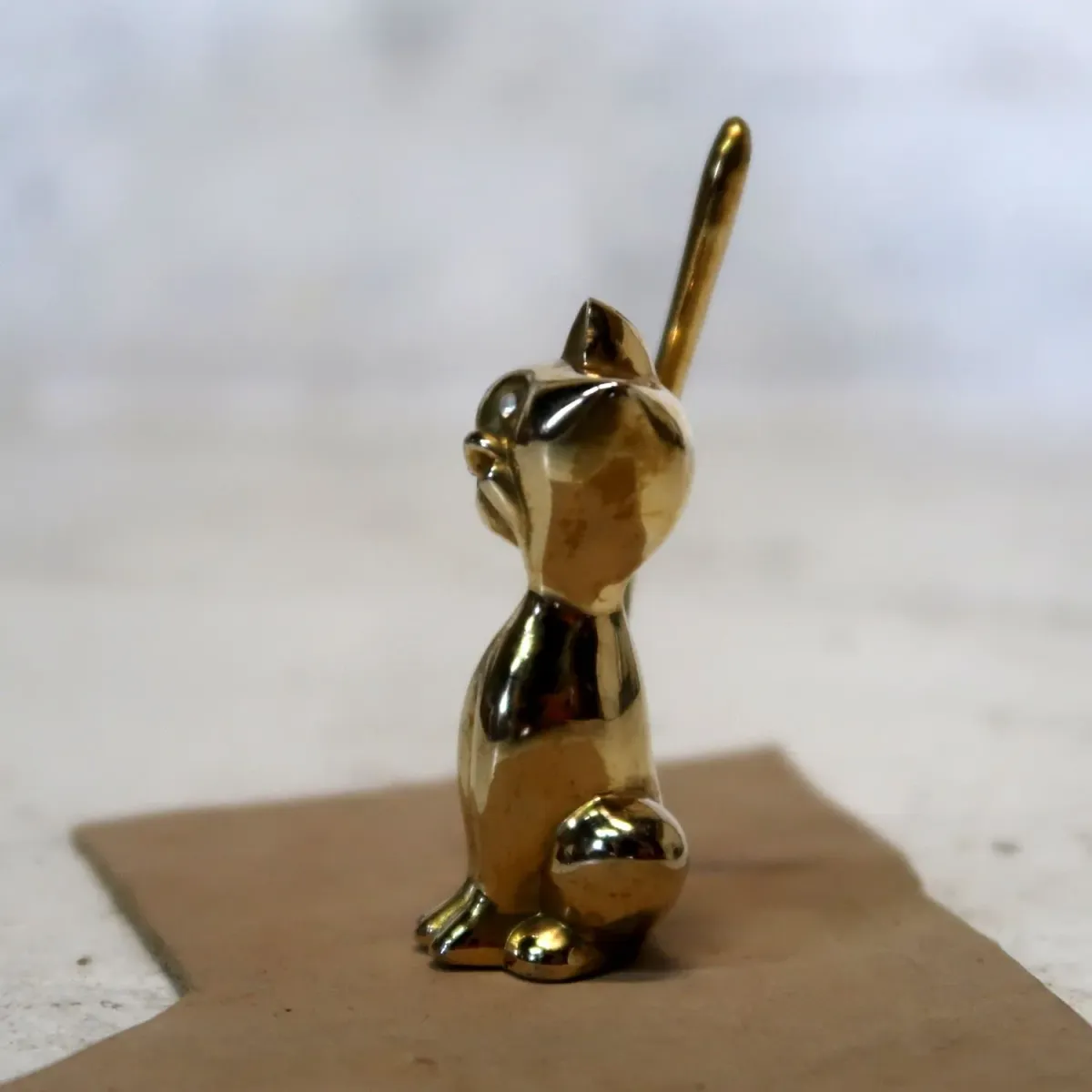 ビンテージ リングホルダー キャットモチーフ 真鍮