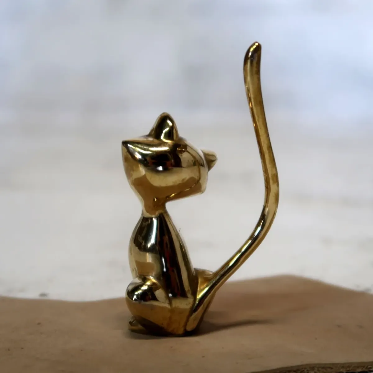 ビンテージ リングホルダー キャットモチーフ 真鍮