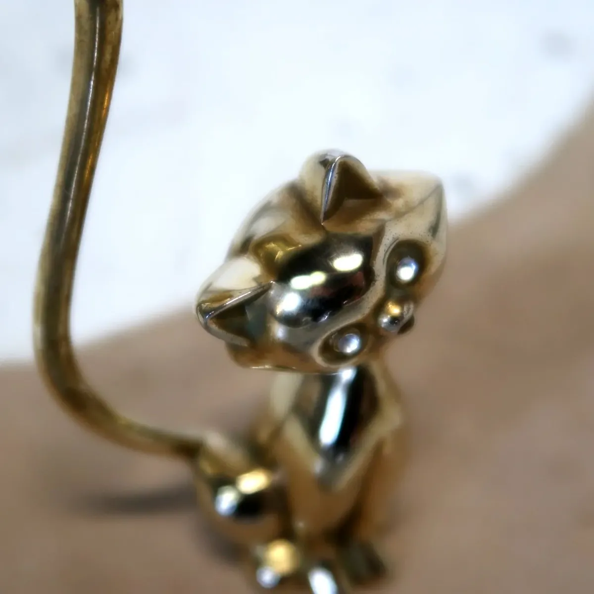ビンテージ リングホルダー キャットモチーフ 真鍮
