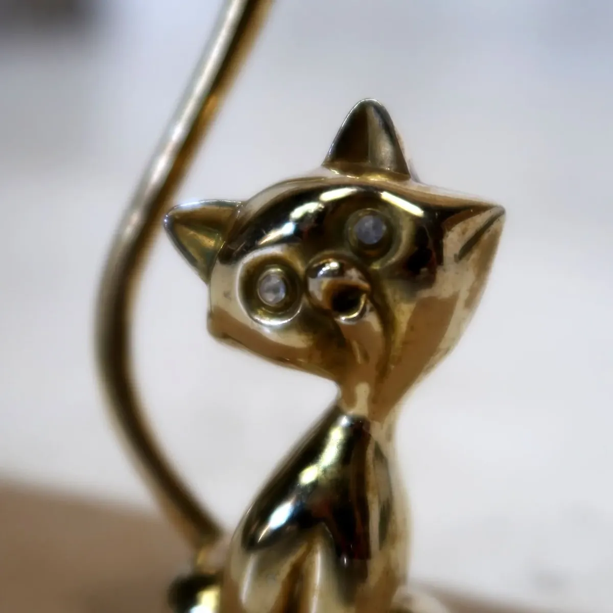 ビンテージ リングホルダー キャットモチーフ 真鍮