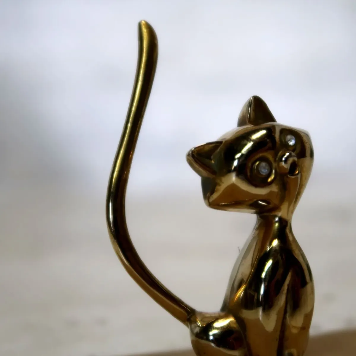 ビンテージ リングホルダー キャットモチーフ 真鍮