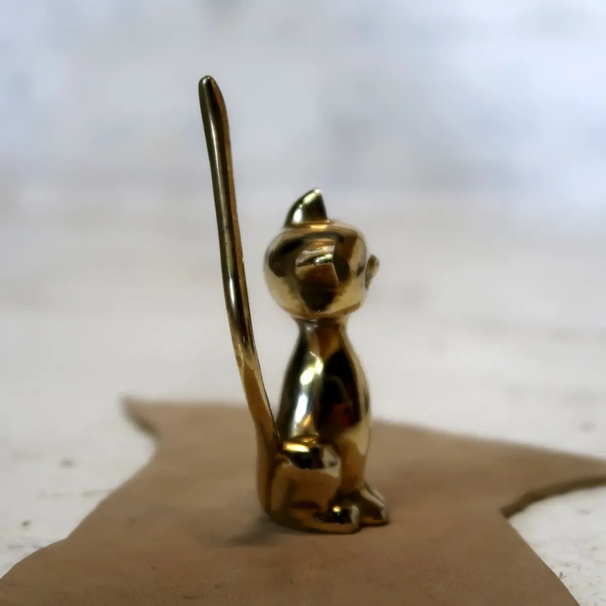 ビンテージ リングホルダー キャットモチーフ 真鍮