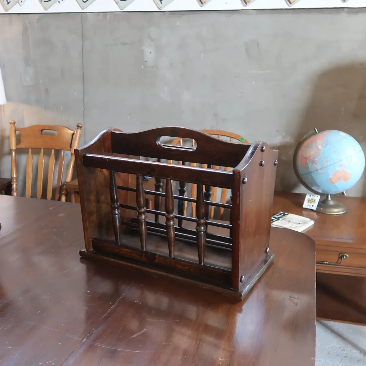 アンティーク ウッド マガジンラック