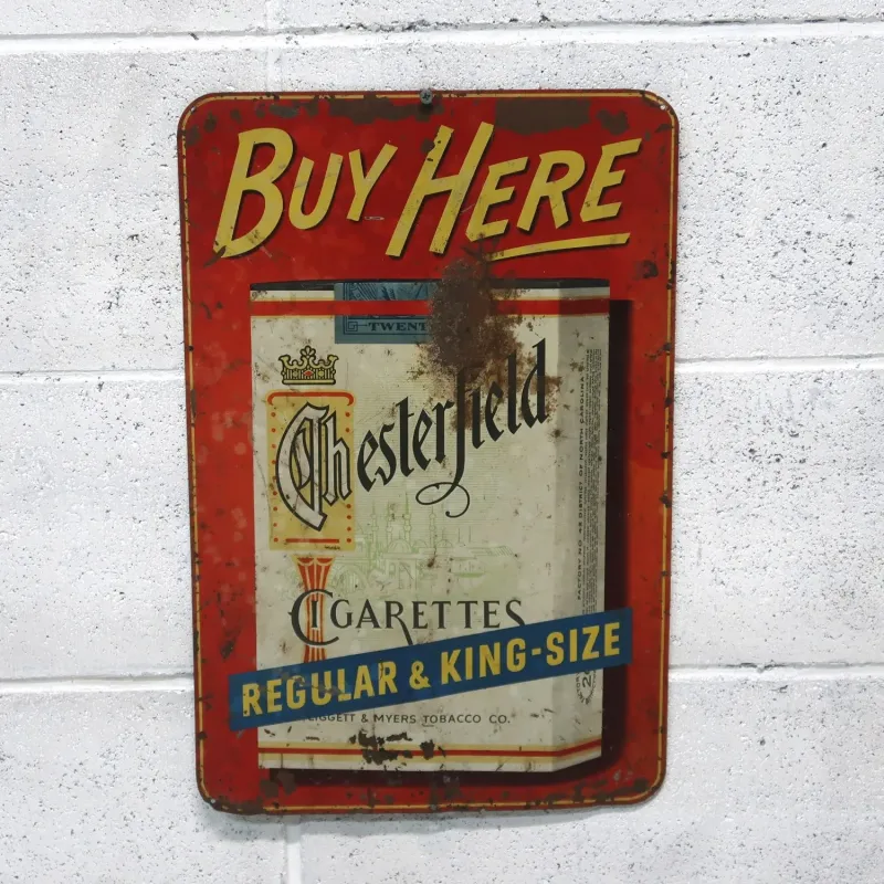～50’s Chesterfield Cigarettes ビンテージ ブリキ看板