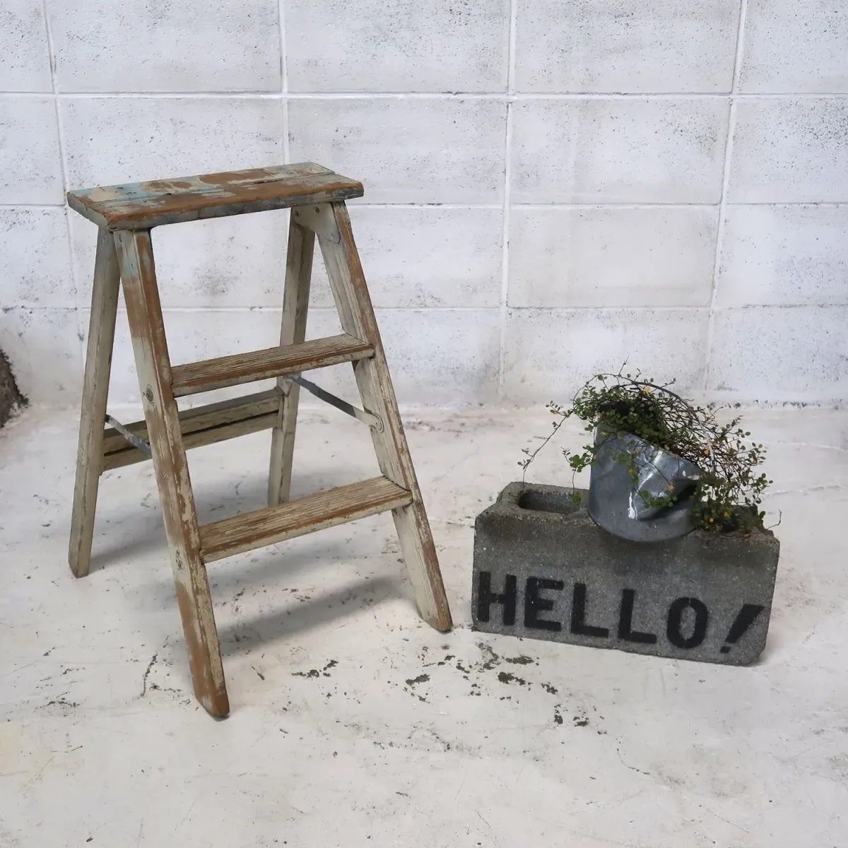 ビンテージ ウッドステップラダー