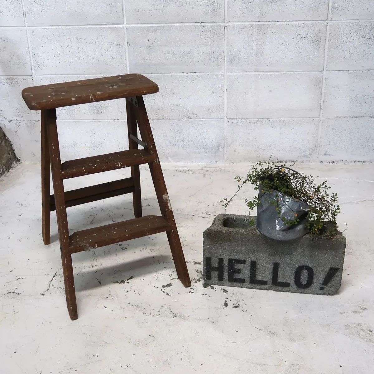 ビンテージ ウッドステップラダー