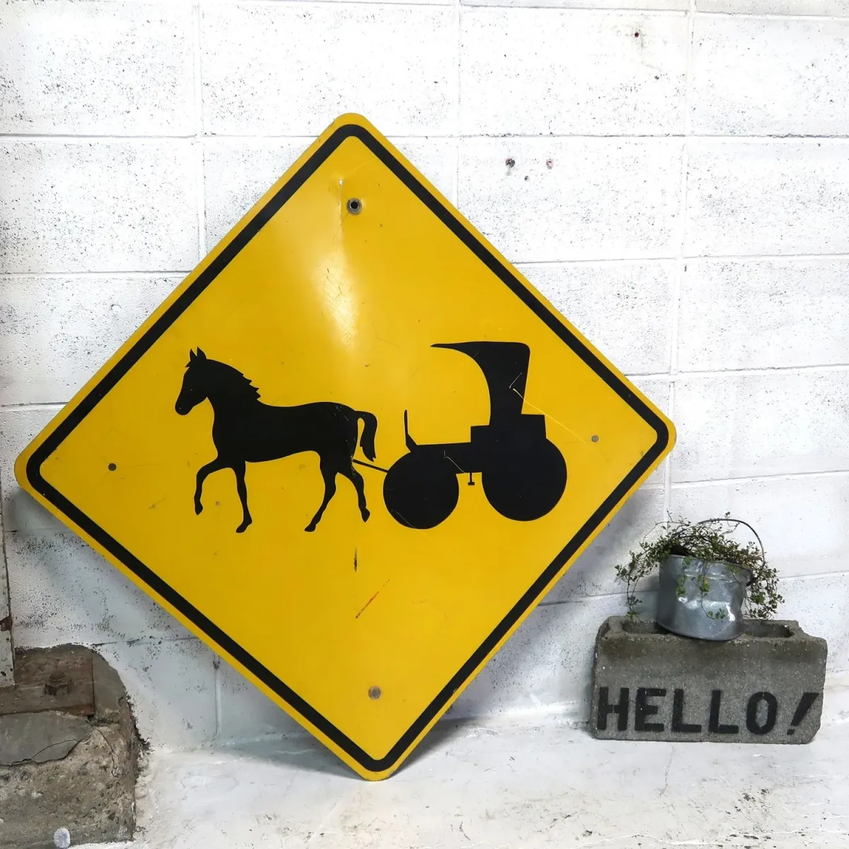 CAUTION ビンテージ 大型ロードサイン 馬車