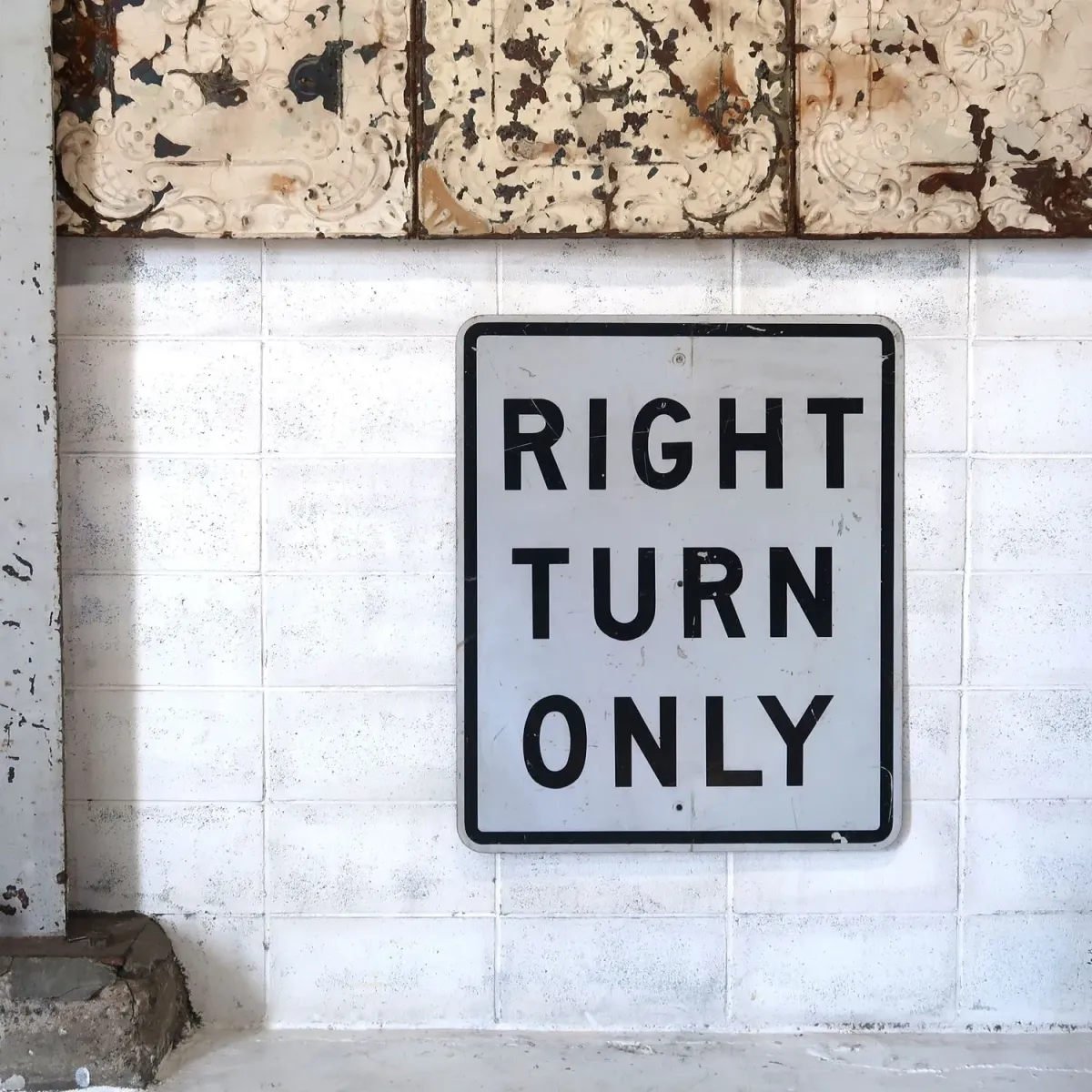 RIGHT TURN ONLY ビンテージ 大型ロードサイン