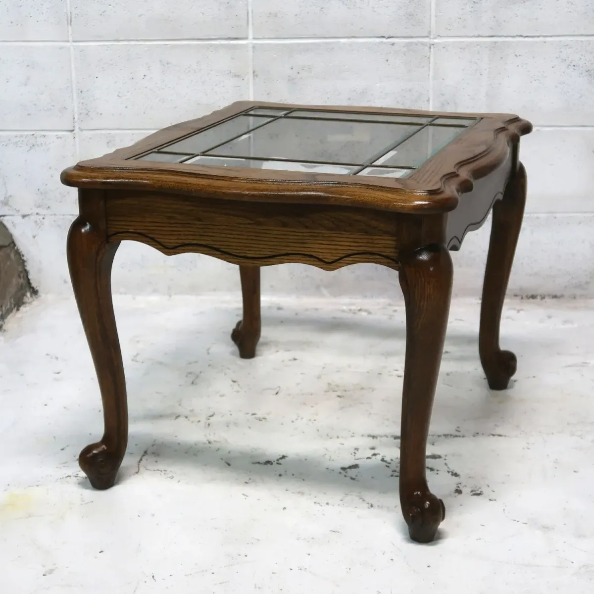 アンティーク ガラストップ サイドテーブル