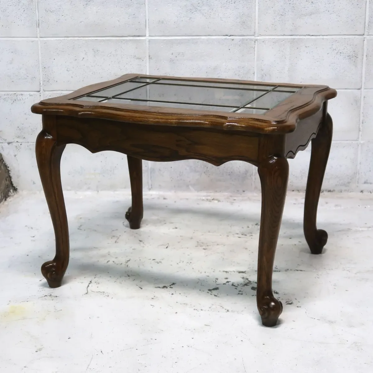 アンティーク ガラストップ サイドテーブル