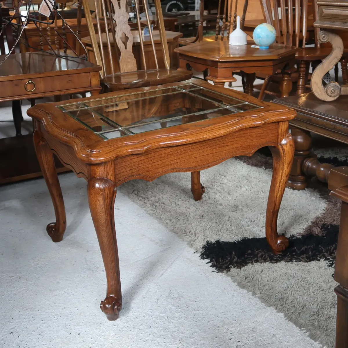 アンティーク ガラストップ サイドテーブル