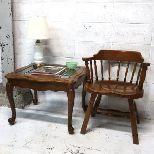 アンティーク ガラストップ サイドテーブル