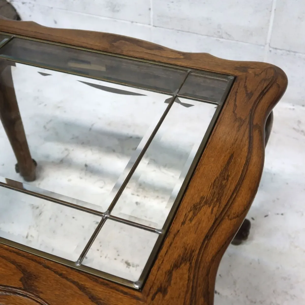 アンティーク ガラストップ サイドテーブル