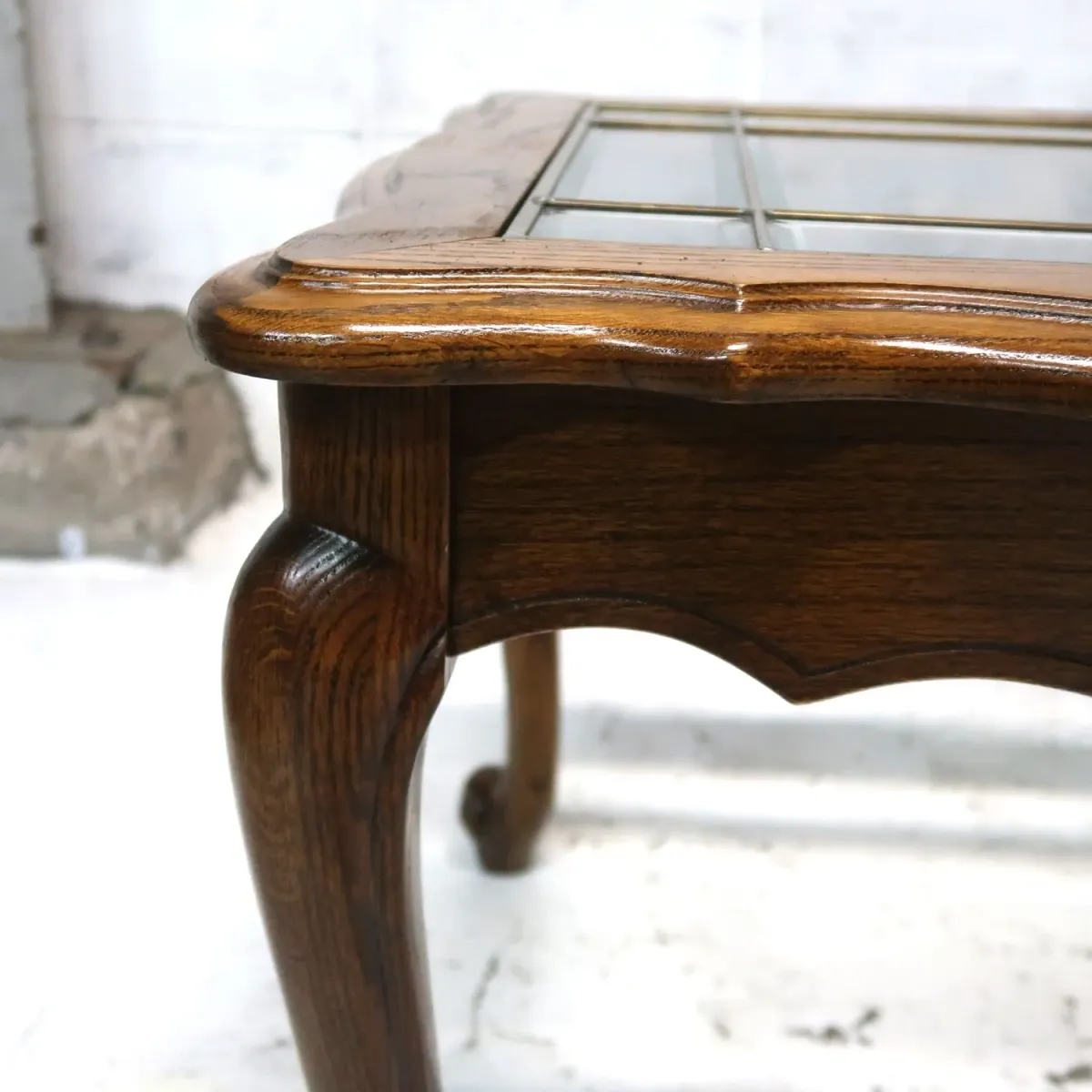 アンティーク ガラストップ サイドテーブル