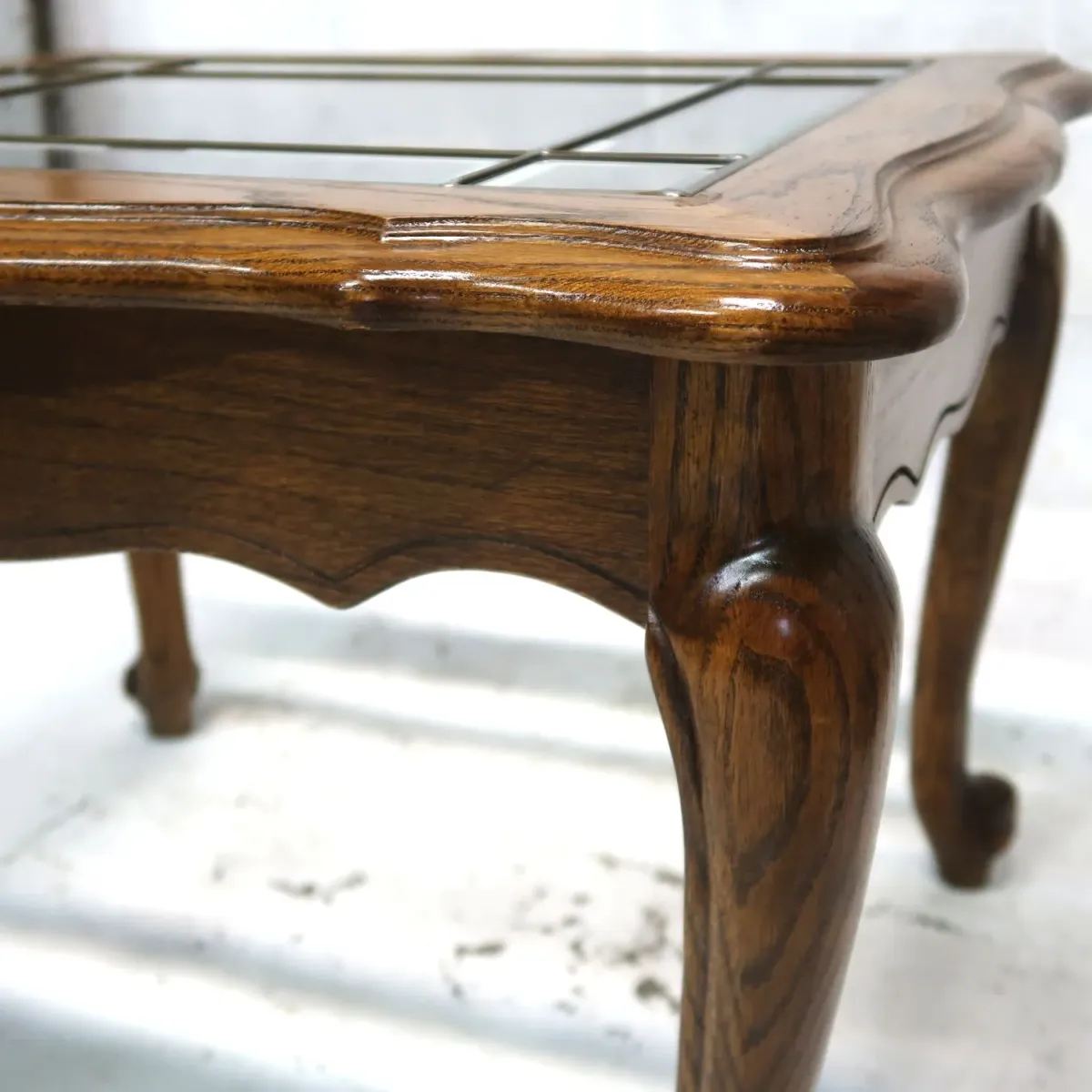 アンティーク ガラストップ サイドテーブル