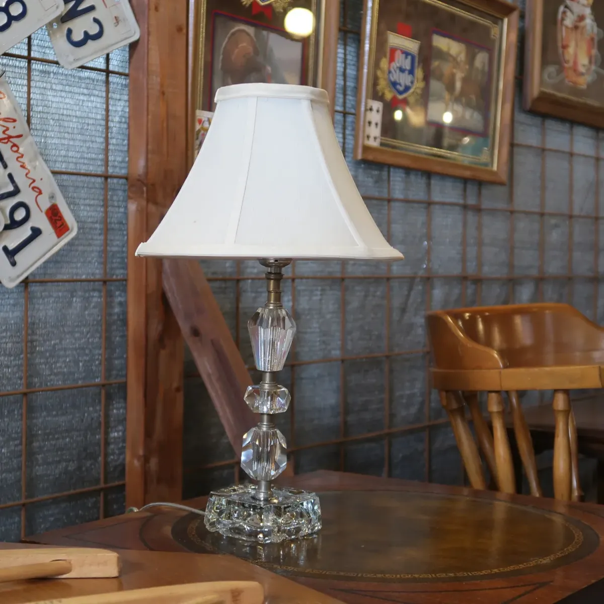 アンティーク ガラスベース テーブルランプ