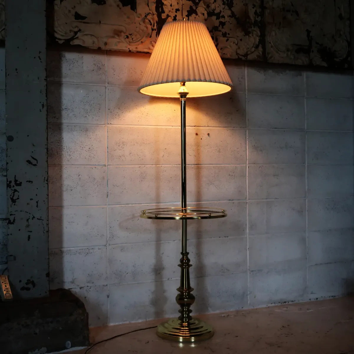 アンティーク ガラステーブル フロアランプ