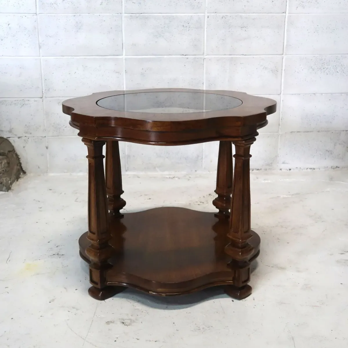 アンティーク ガラストップ サイドテーブル