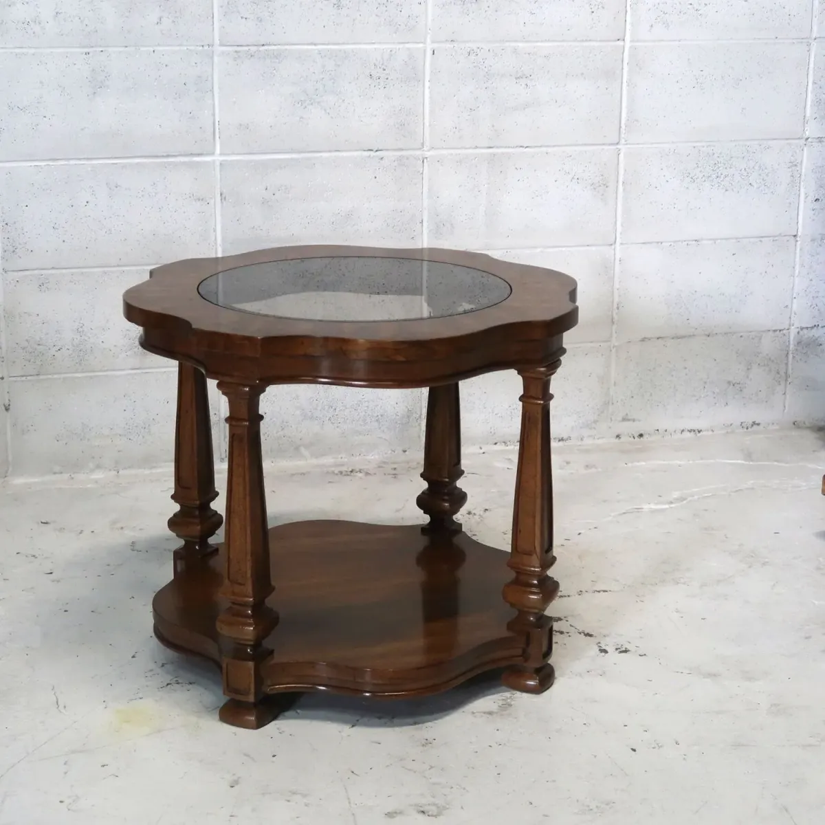 アンティーク ガラストップ サイドテーブル