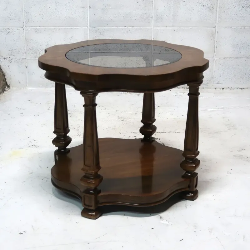 アンティーク ガラストップ サイドテーブル