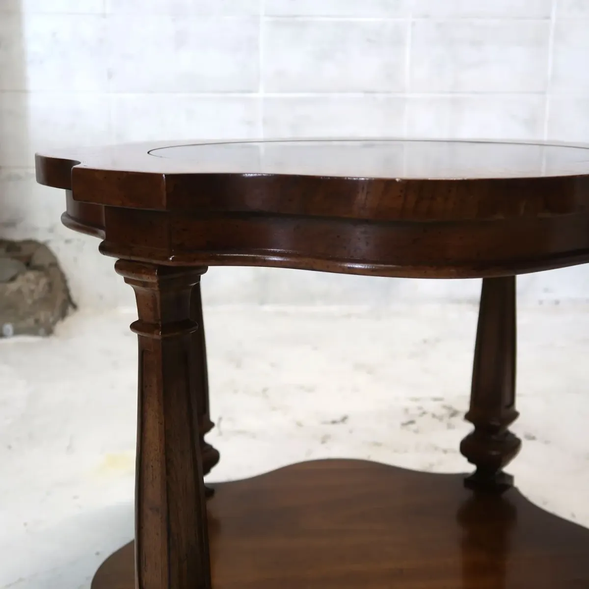 アンティーク ガラストップ サイドテーブル