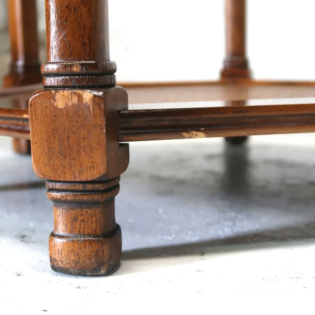 アンティーク ガラストップ サイドテーブル 六角形